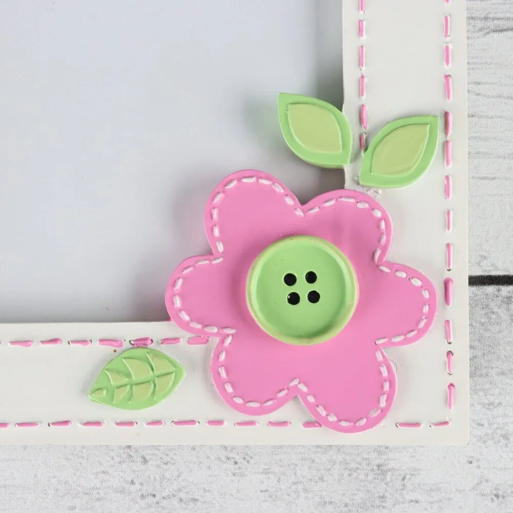Burton & Burton Pink Button Flower Picture Frames Set of 6